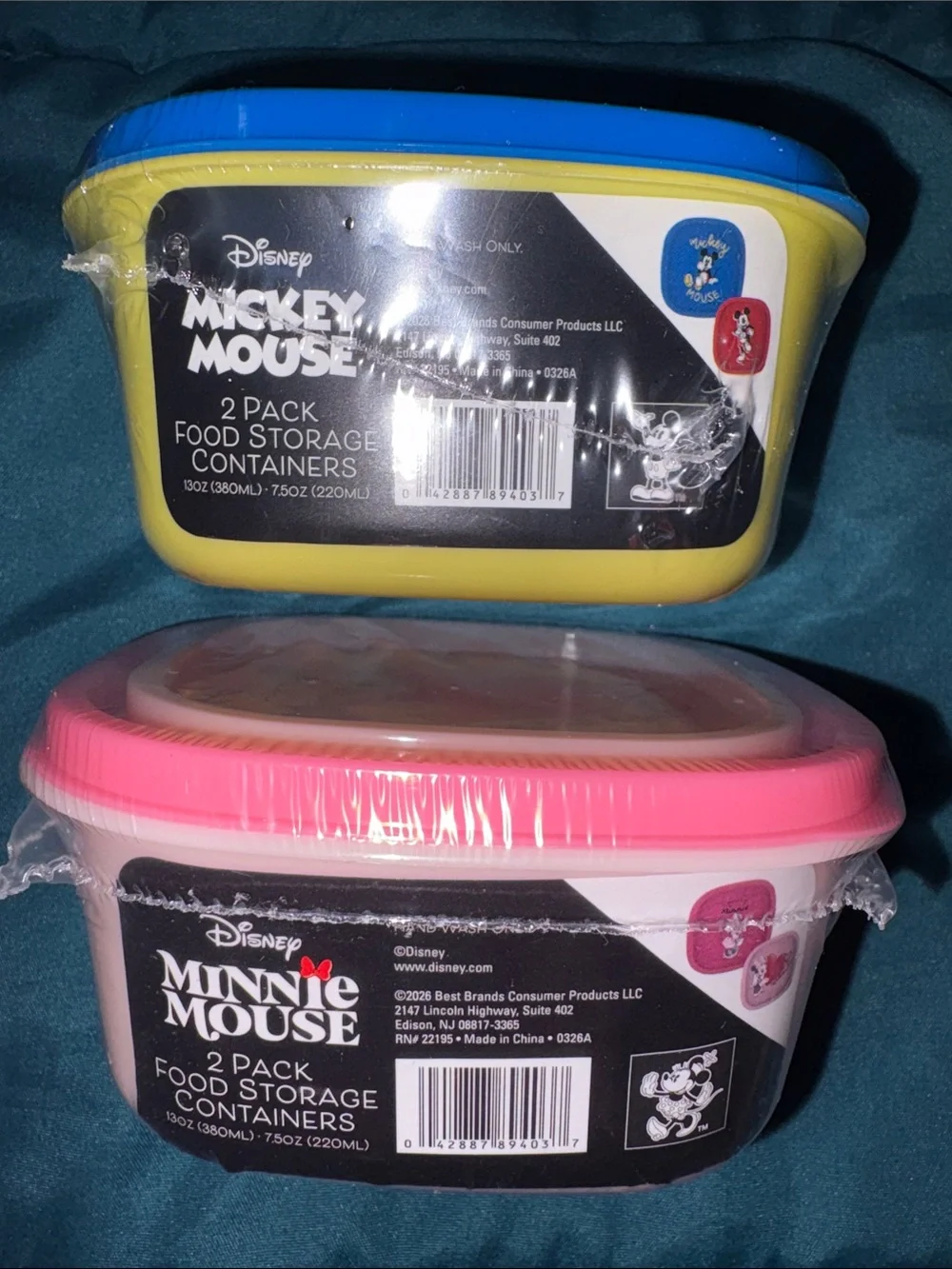 Disney Mickey & Minnie Square Snack Containers - 2pk x 2